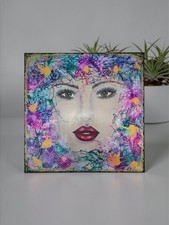 Cuadro abstracto 90x90cm retrato rostro de mujer T.Ec firmado lienzo único