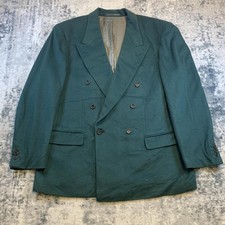 Hugo Boss Vintage Al Capone Zweireiher Grün Kaschmir Wolle Blazer, Gr. 48