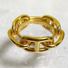 Hermes Scarf Ring Chaine d'Ancre Gold Used Luxury Jewelry