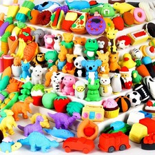 110Pcs Animal Erasers Kids Desk Pets Pencil Erasers 3D Puzzle Eraser Bulk Mini A