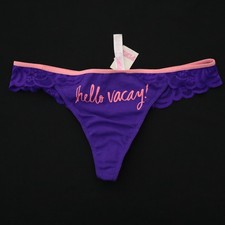 NEW Victoria's Secret VTG 2011 PINK Lace Cotton Low Rise Thong Panties MEDIUM