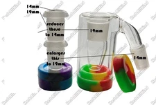 19mm ( 18mm ) 14mm 45° Glass Reclaim Catcher Set w 2x Adapters 2x Silicone Jars