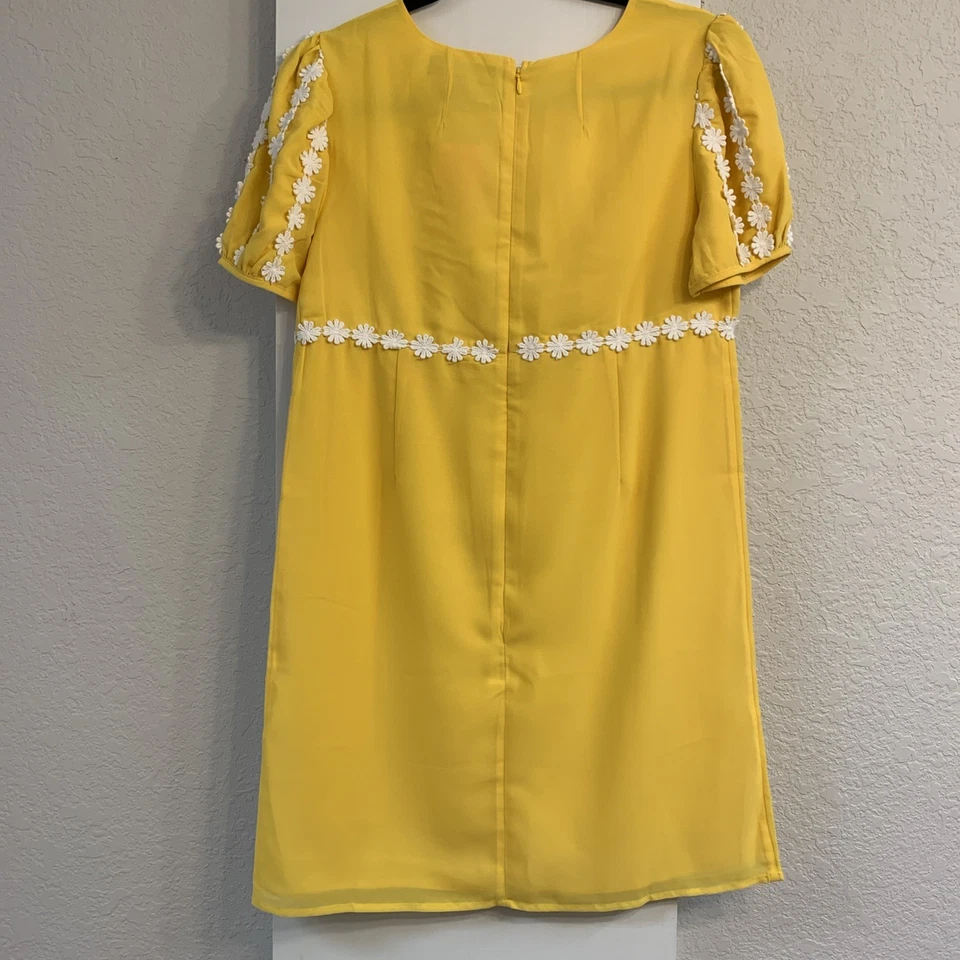 NEW ModCloth How Sweet It Is Daisy Shift Dress Butter Yellow 60s 70s Retro Sz 6 - Image 3 of 4