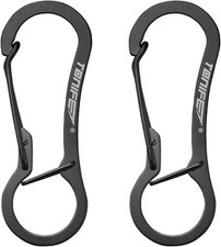 Carabiner Clip 2-Pack, Stainless Steel Carabiner Keychain, Spring Snap Hook for