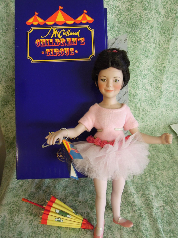 Hd-750 "KATIE THE TIGHTROPE WALKER" porc/cloth doll; McClelland Childrens Circus