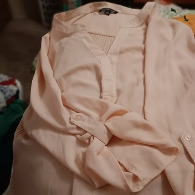 Zac & Rachel Suze 3X Long Sleeve Blouse Peach