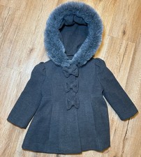 Rothschild Tailored Girls Princess Pea Coat Gray With Bows Charming Holidays 2T