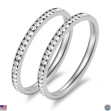 18K Gold Plated Stacking Rings for Oura Ring Rhinestone Diamond Style Women Size
