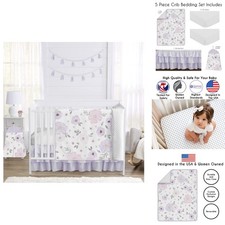 Sweet Jojo Designs 5-Piece Crib Bedding Set Purple Boho Floral Lavender Girls