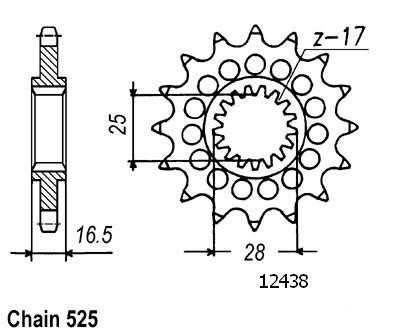 Pignon KTM 525 17 dents alternative JTF1904 pignon moto cross