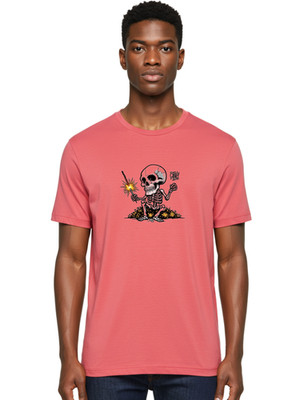 Panic-Skeleton Mens Graphic Tee, 100% Cotton, Casual Summer Wear