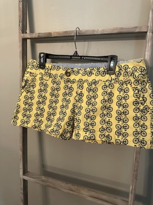 Red Camel Yellow Short Shorts with Blue Bicycle Pattern, size 13