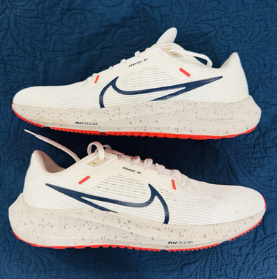 Nike Pegasus 40 Men s White Blue Orange Lace-Up Low Top Running Sneakers