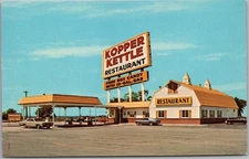 Iowa KOPPER KETTLE RESTAURANTS Ad Postcard / Conoco Gas Truck Stop 1970s UNUSED