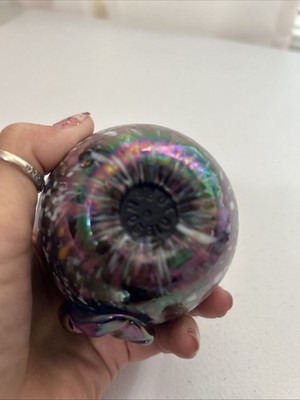 gibson 1992 multi colored carnival glass apple paperweight