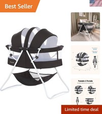 Dream On Me Karley Black Bassinet - Dual-Sided Mattress  Bug-Proof Canopy