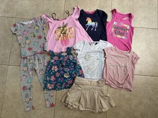 Lot Of 9 Girls Size 4-5 Summer Cloths Clothing Shorts Tops Pjs Skirt