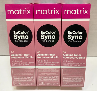 Matrix SoColor Pre-Bonded Permanent Hair Color, 2oz, 8A Medium Blonde Ash, 3pk