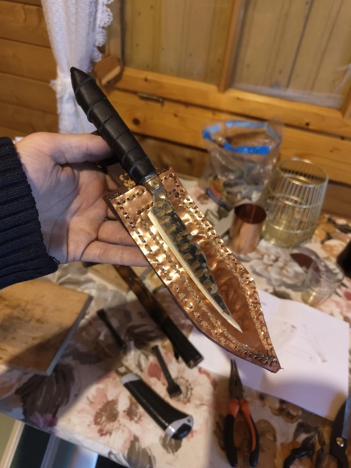 Bronzmesser mit Kupfer beschlagener Lederscheide, Keltisches Bronzemesser - Bild 2 von 4