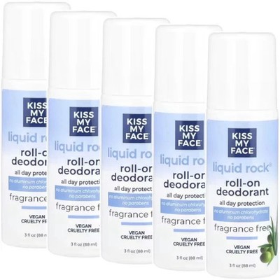 Kiss My Face Liquid Rock Roll-On Deodorant Fragrance Free 3 fl oz Each (Pack 6)