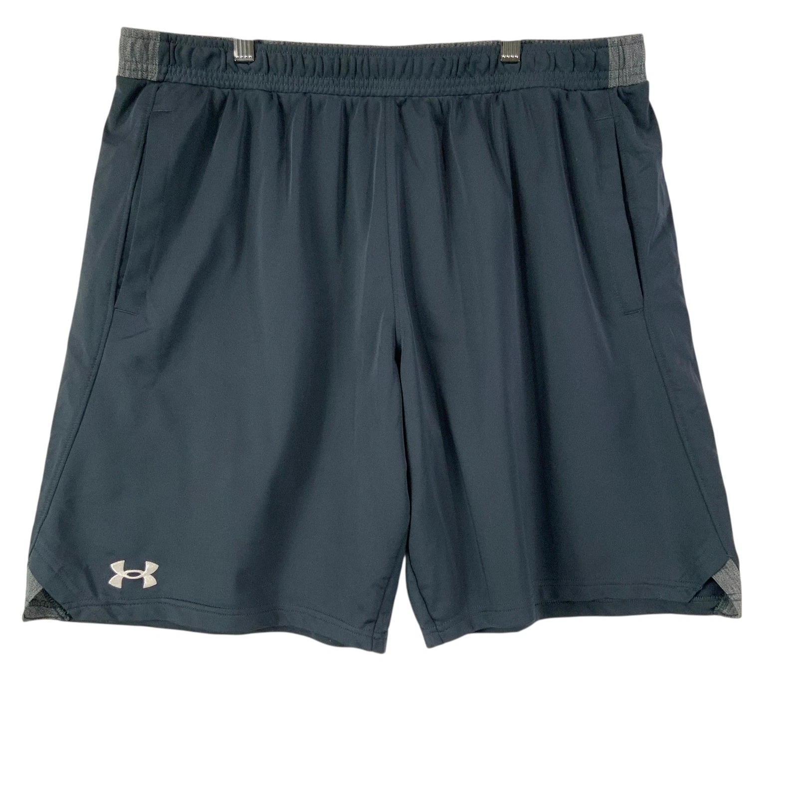 Under Armour Loose Fit Polyester Athletic Shorts Gray XL Drawstring Pull-On