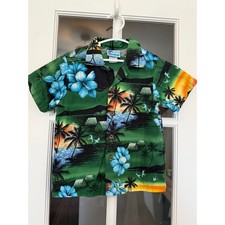 RJC Made in Hawaii Boys Hawaiian Shirt Size 5 – Green Tropical Hibiscus Flowers