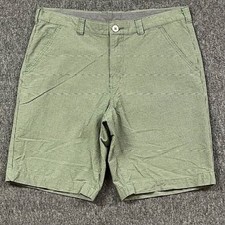 Columbia Sportswear Shorts Mens 34 Omni-Shade Cotton Green Check Flat Front