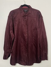 Nine West Classic Fit Red Burgundy Dress Shirt XL 17-17.5 34/35