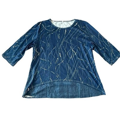 Chic Navy Blue Women's Long Sleeve Top