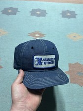 Vintage 80s snapback hat denim cap stabilized nitrogen patch made in USA