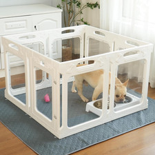 Clear Acrylic Dog Playpen Indoor, Expandable Size Flexible Shape, Ideal for Sm