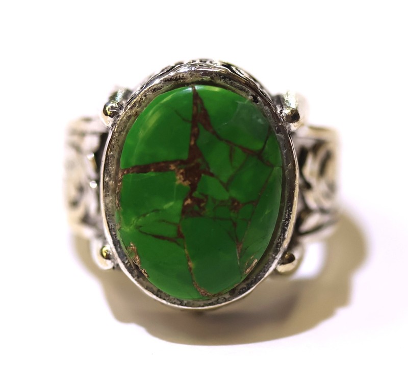 925 Sterling Silver Turquiose Gemstone Ring 9.6g