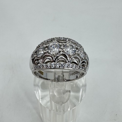 Tacori IV Epiphany Bloom Wide Sterling Silver CZ Diamonique Ring Size 8.25