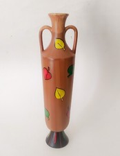 ♥ VASO VINTAGE MID CENTURY DESIGN CERAMICA DERUTA COLORATO A MANO CON FOGLIE