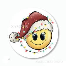 Smiling Face Christmas Emoji Scrapbook Stickers Favors Labels Envelope Seals