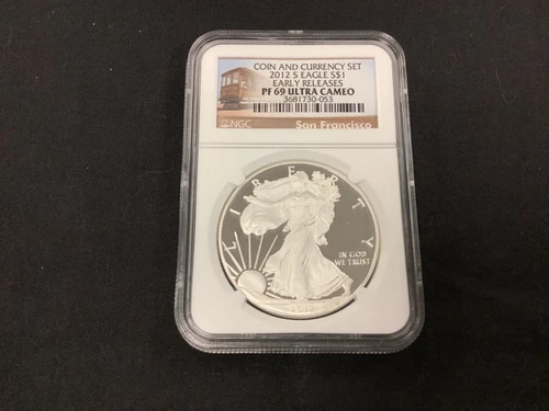 2012-S American Silver Eagle NGC PR69DCAM Coin & Currency Set Early Releases!