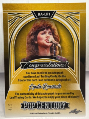 Linda Ronstadt 2024 Leaf Metal Pop Century Red Prismatic Autograph