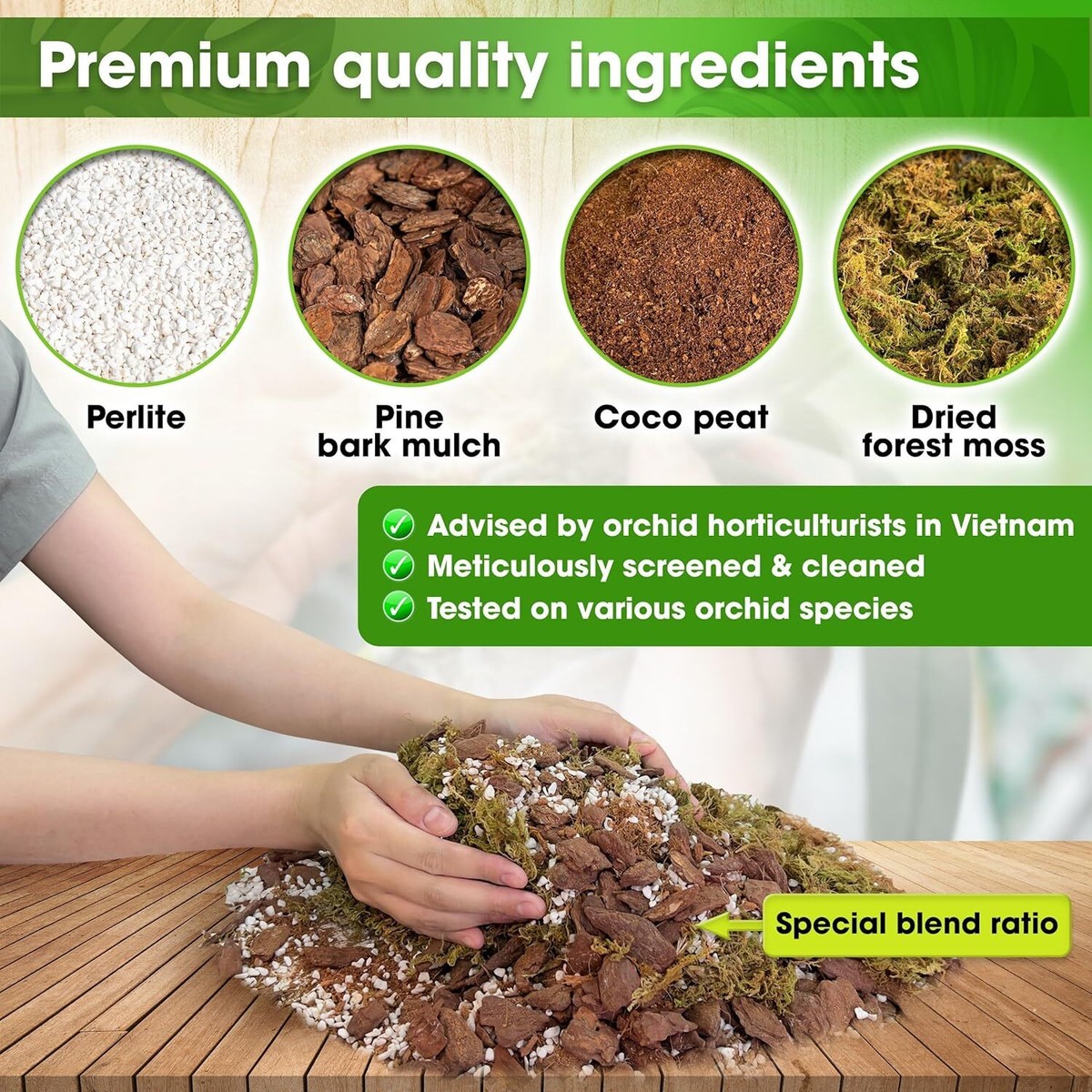 2Qt Orchid Potting Mix With Moss Pine Bark Mulch Perlite Stone
