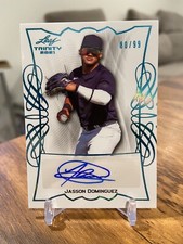 JASSON DOMÍNGUEZ Teal Rookie Auto #/99 2021 Leaf Trinity Baseball 🔥📈 Yankees