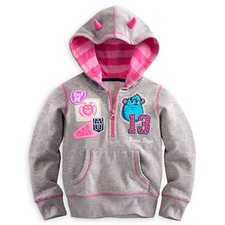 DISNEY STORE MONSTERS UNIVERSITY HOODIE 3-D HORNS CONTRAST LINING ON HOOD NWT