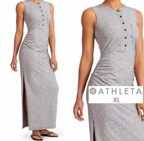 Athleta Sleeveless Micro-Striped Ruched 