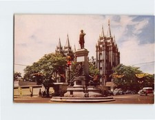 Postcard Brigham Young Monument Salt Lake City Utah Mormon Temple USA