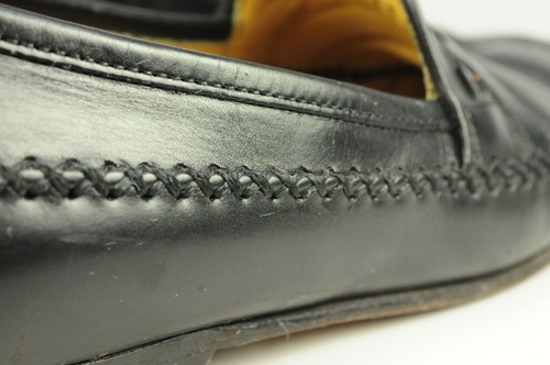 Vintage Johnston & Murphy Men's Moc Toe Penny Loafers Size 8 M Black Leather - Picture 8 of 12