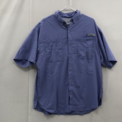 Columbia Mens PFG Blue S/S Vented Performance Fishing Hiking Technical Shirt XL
