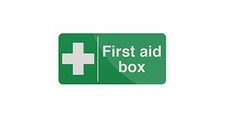 Fixman First Aid Box Sign 200 x 100 mm Self-Adhesive Safety Signage 349616