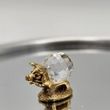 RARE LENCIA STAR COLLECTION AUSTRIA GOLD PLATED LEAD CRYSTAL PIG Vintage