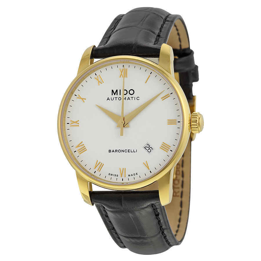Mido Baroncelli II Automatic White Dial Black Leather Men's Watch M86003264