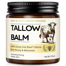 Beef Tallow for Skin, Organic Tallow and Honey Balm for Face, Natural Face Moist