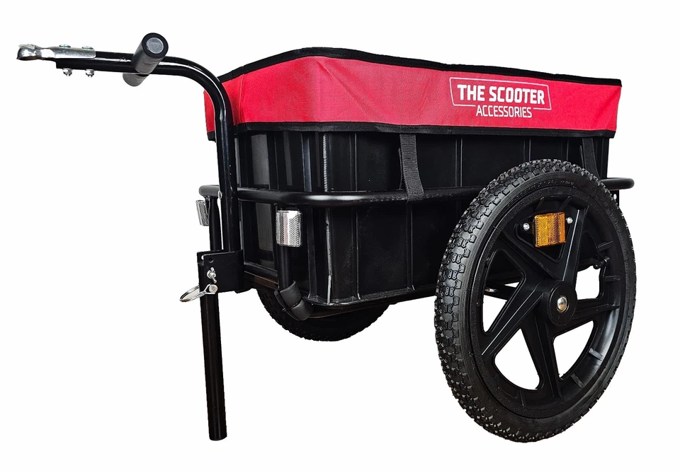 Remolque de carga para scooter de movilidad eléctrica. Resistente con neumáticos grandes de alta resistencia. Foto 2 de 4