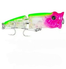 Popper Esca artificiali Proberos spinning Snodato 8cm 11g Amo #6 trasp/verde flu